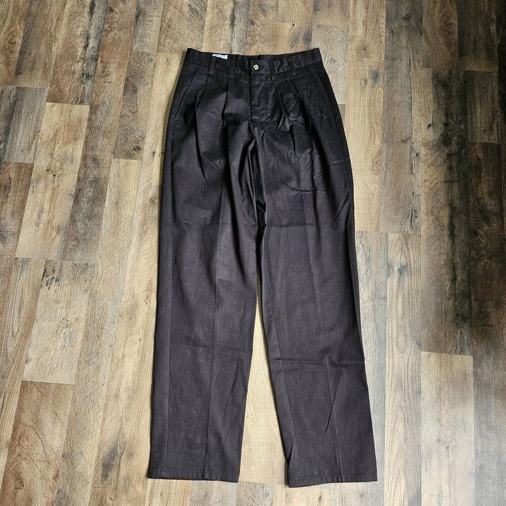 Vintage Cambridge Classics Black Pleated Cotton Trousers Grandpcore 90s 29x32